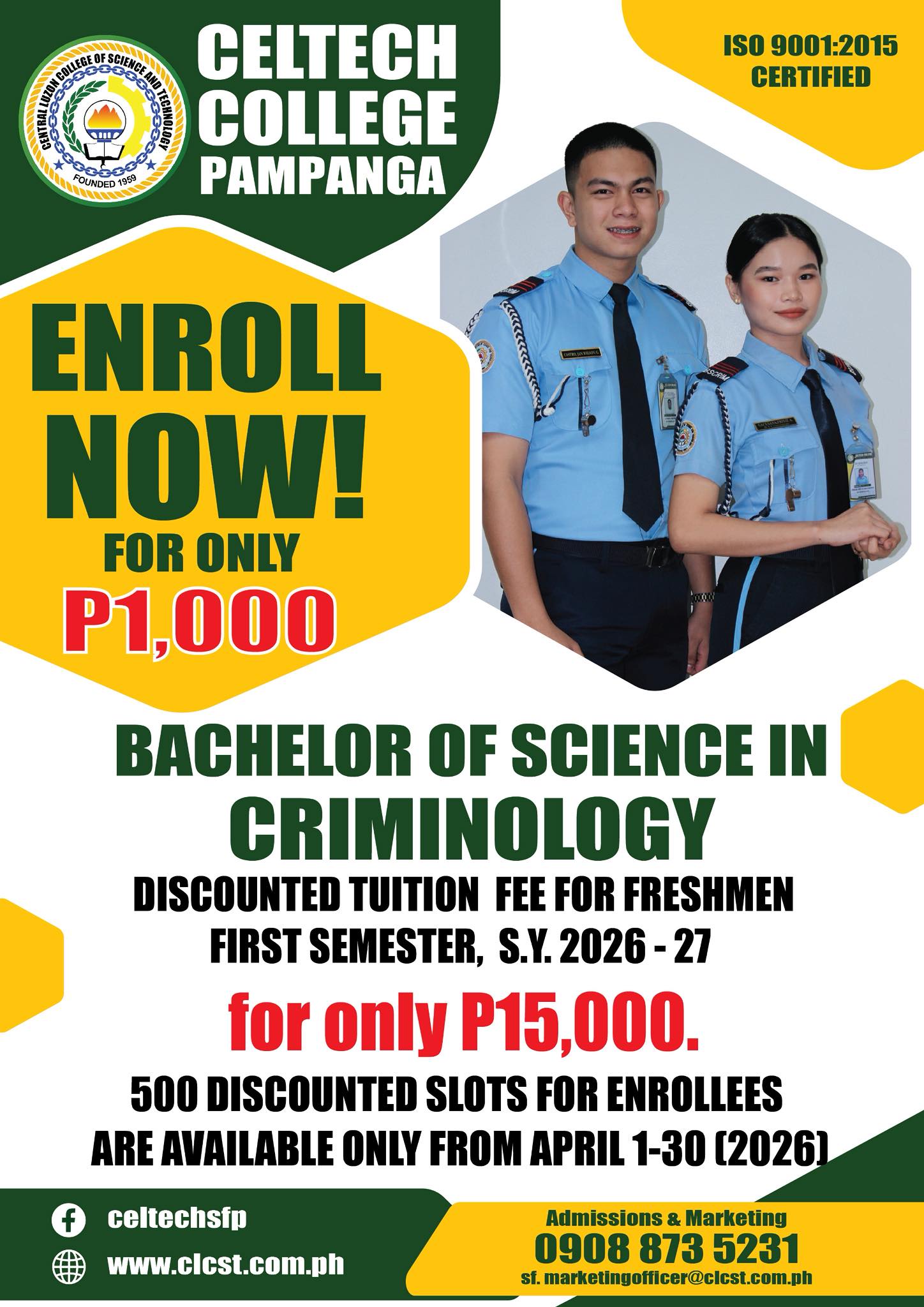 Enroll now for BS Criminology this S.Y. 2026–2027!