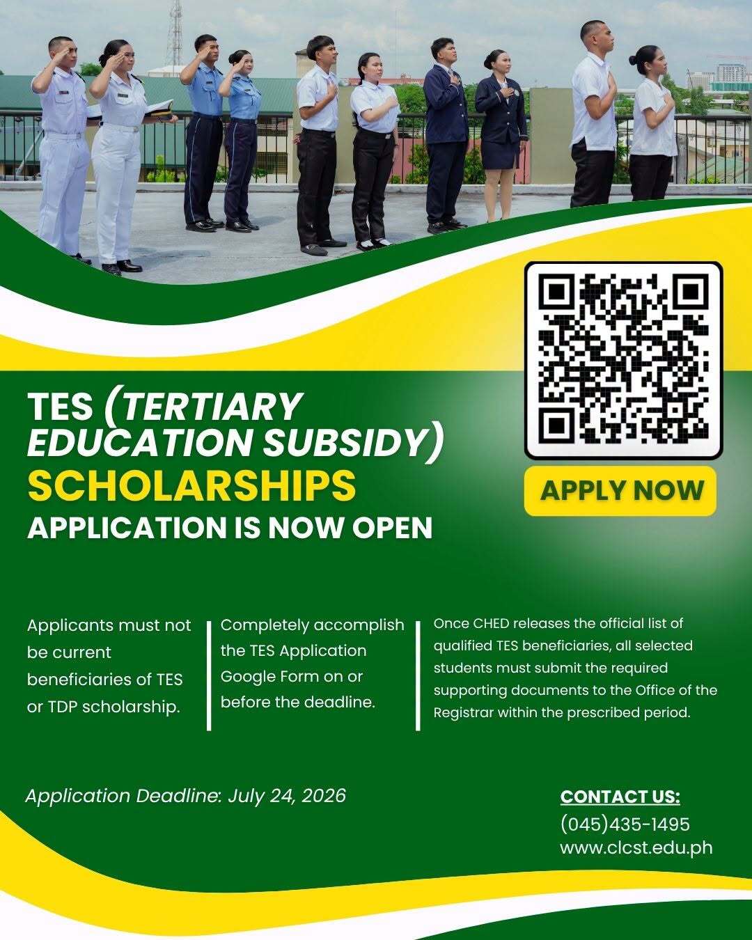 The application for the TES (Tertiary Education Subsidy) for Academic Year 2026 - 2027 is NOW OPEN!